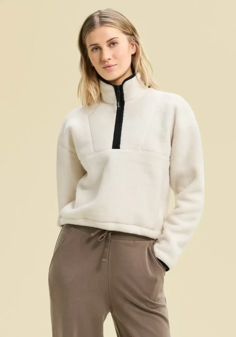 CASALL PILE HALF ZIP - OFF WHITE