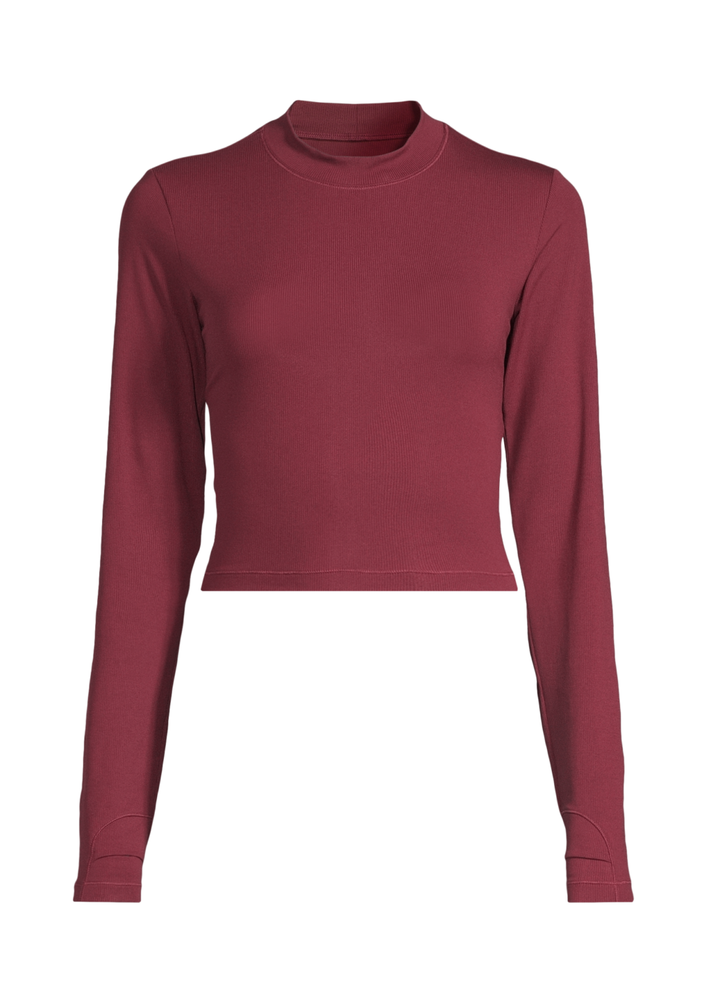 CASALL SOFT RIB MOCK NECK LONG SLEEVE - EVENING RED