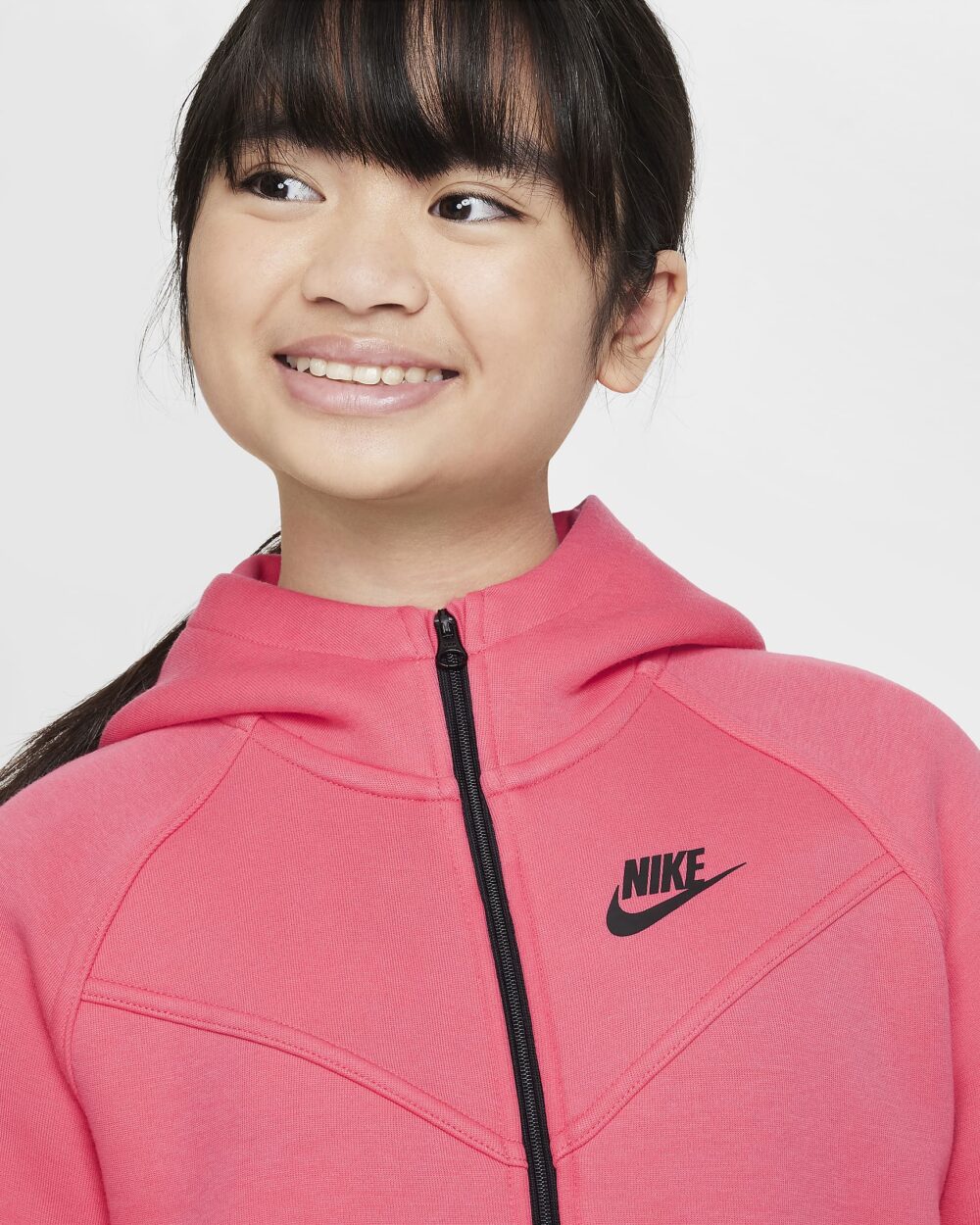 Nike Techfleece bleik peysa barnastærð