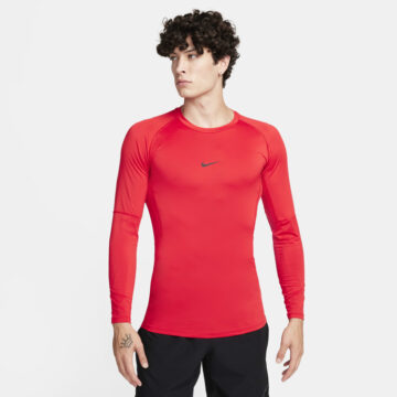 Nike Pro Mens Dri-FIT Tight Long-Sleeve Rauður