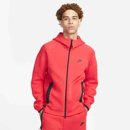 NIKE TECHFLEECE FULL-ZIP WINDRUNNER HOODIE GYM RED