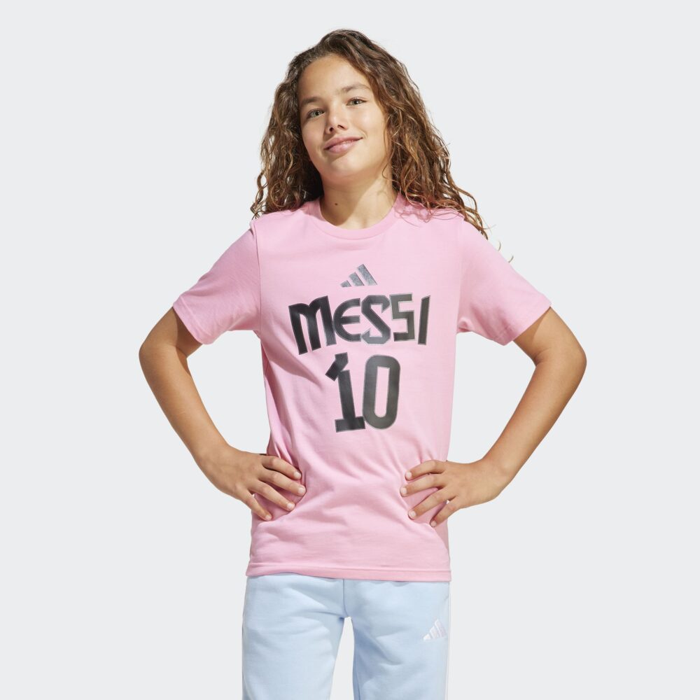 adidas Messi Name and Number Graphic Tee Kids - Pink - Image 5