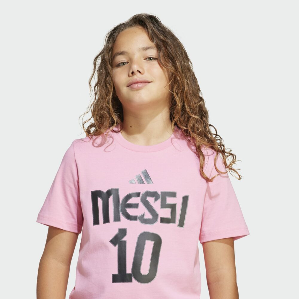 adidas Messi Name and Number Graphic Tee Kids - Pink - Image 2