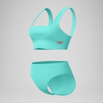 Women's Textured Deep U-Back Bikini Teal - Image 2