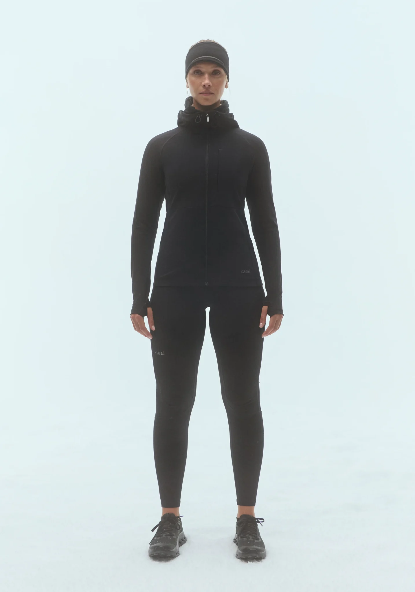 Casall Windtherm Tights - Black hlaupabuxur með flís og vindstopp - Image 8