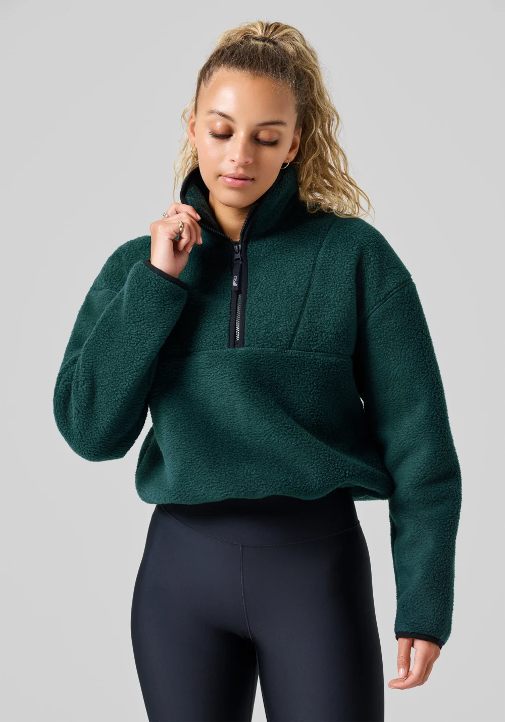 Casall Pile Half Zip - Dark Pine