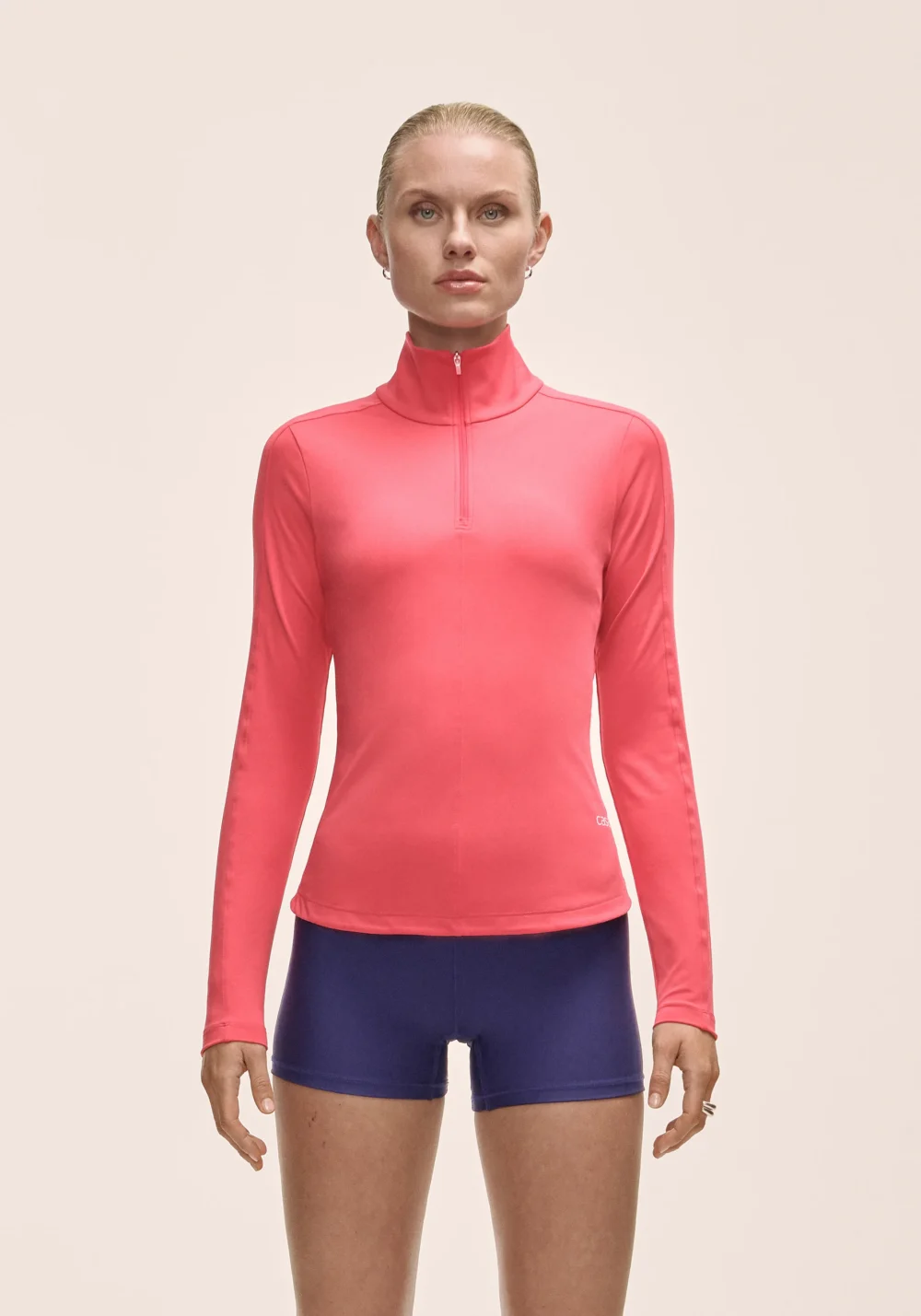 Casall Serene Half Zip Long Sleeve W Ruby Blush