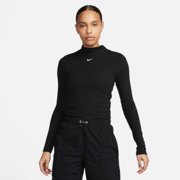 NIKE Ribbed Mock-Neck Long-Sleeve Top