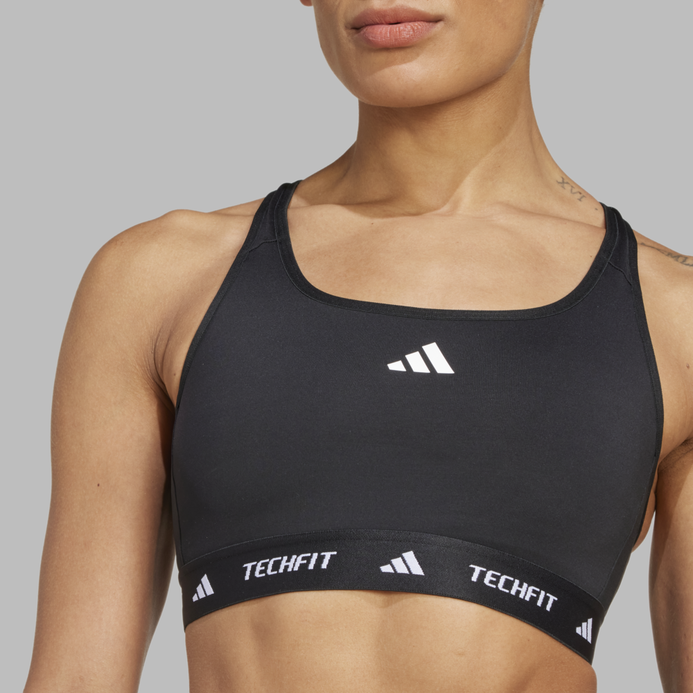 adidas TECHFIT Medium-Support Bra - Black - Image 4