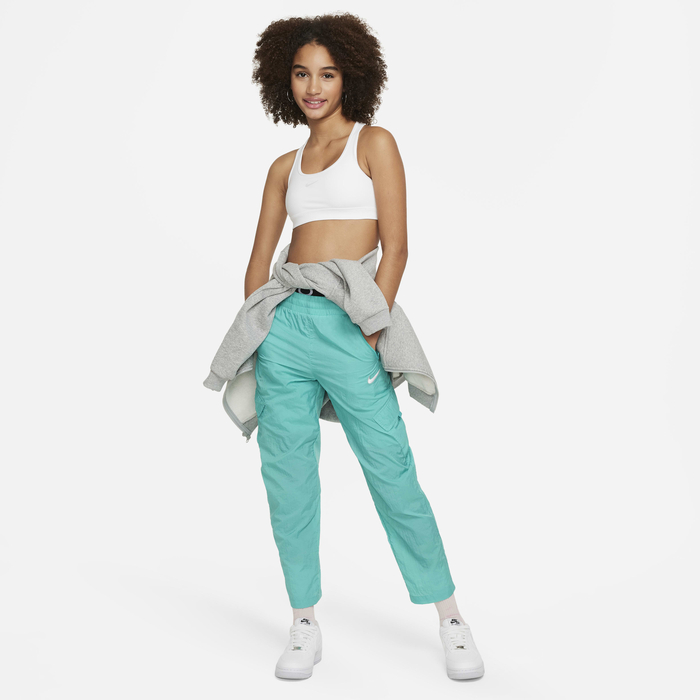 Nike Swoosh Logo Girls Sports Bra - White/Pure Platinum - Image 3