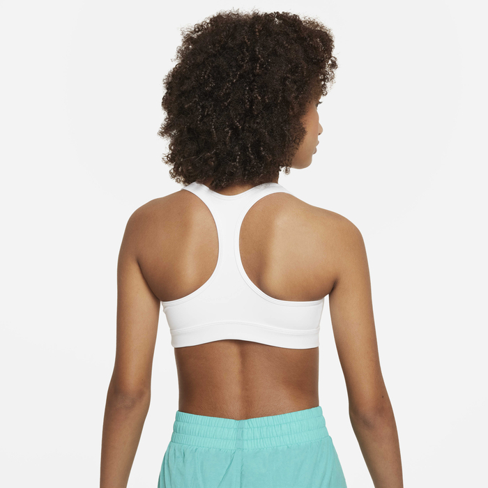 Nike Swoosh Logo Girls Sports Bra - White/Pure Platinum - Image 4