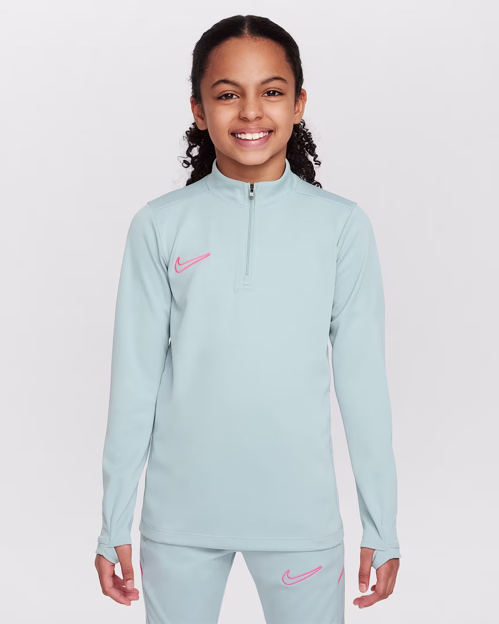 Nike Academy Older Kids Dri-FIT Long-Sleeve 1/4-Zip Ocean Cube/Hyper Pink