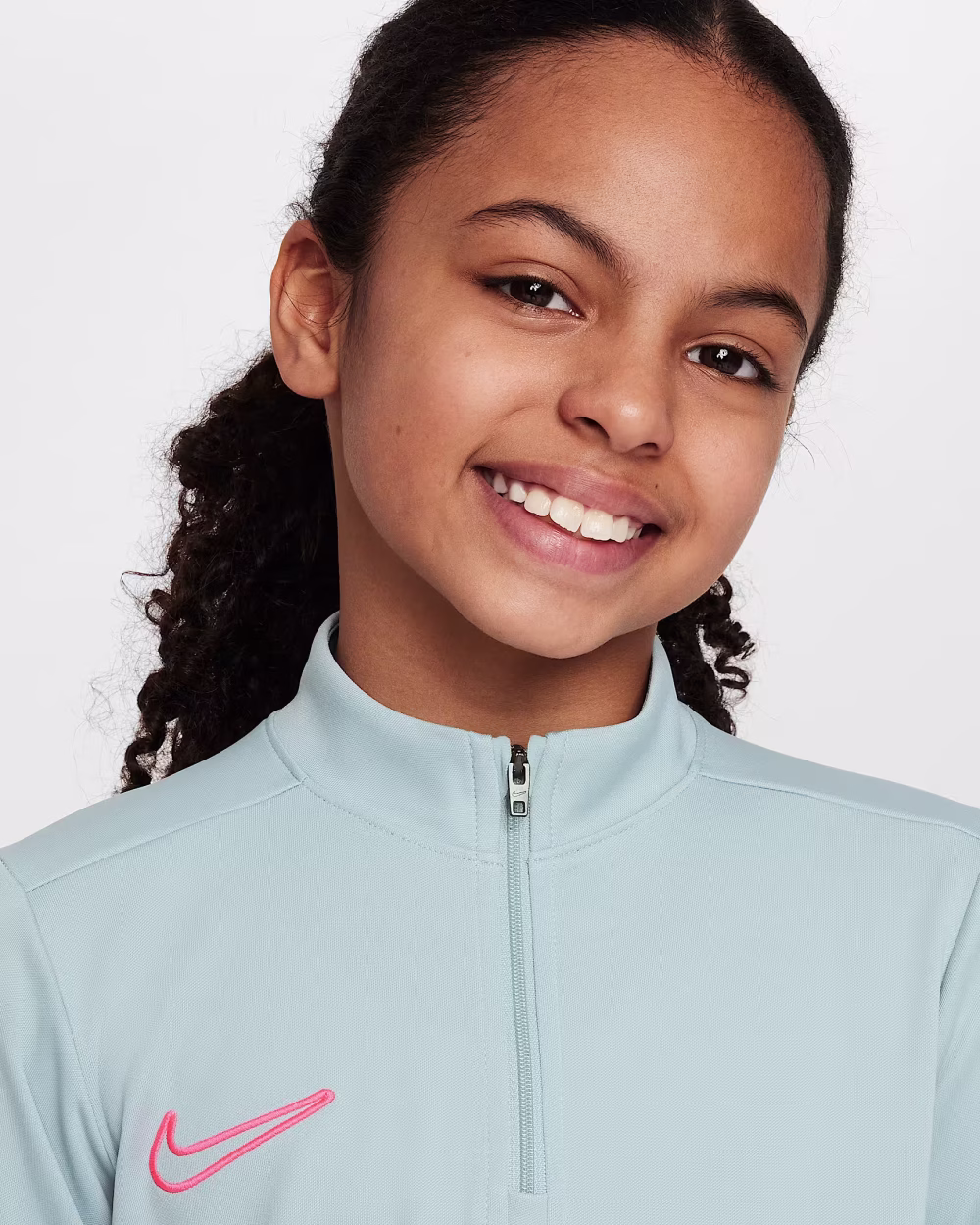 Nike Academy Older Kids Dri-FIT Long-Sleeve 1/4-Zip Ocean Cube/Hyper Pink - Image 2