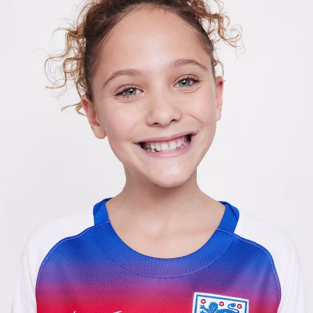 England 2025 Stadium Home (Womens Team) Big Kids Nike Dri-FIT Soccer Replica Jersey