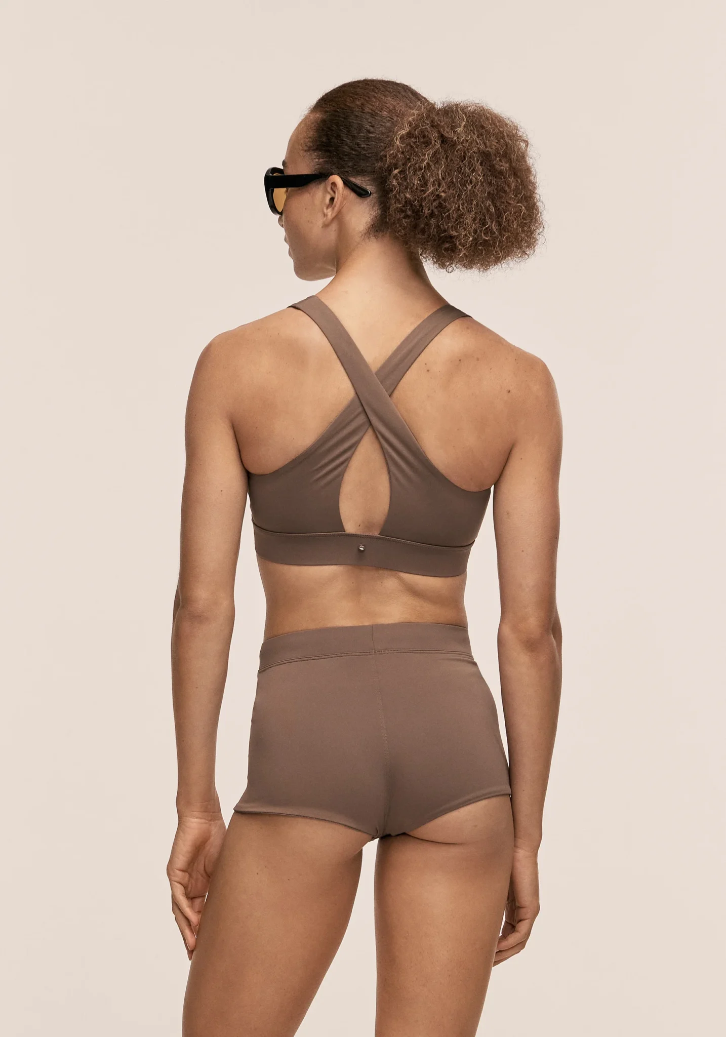 Casall V-Neck Crossback Bikini Top - Warm Khaki - Image 6