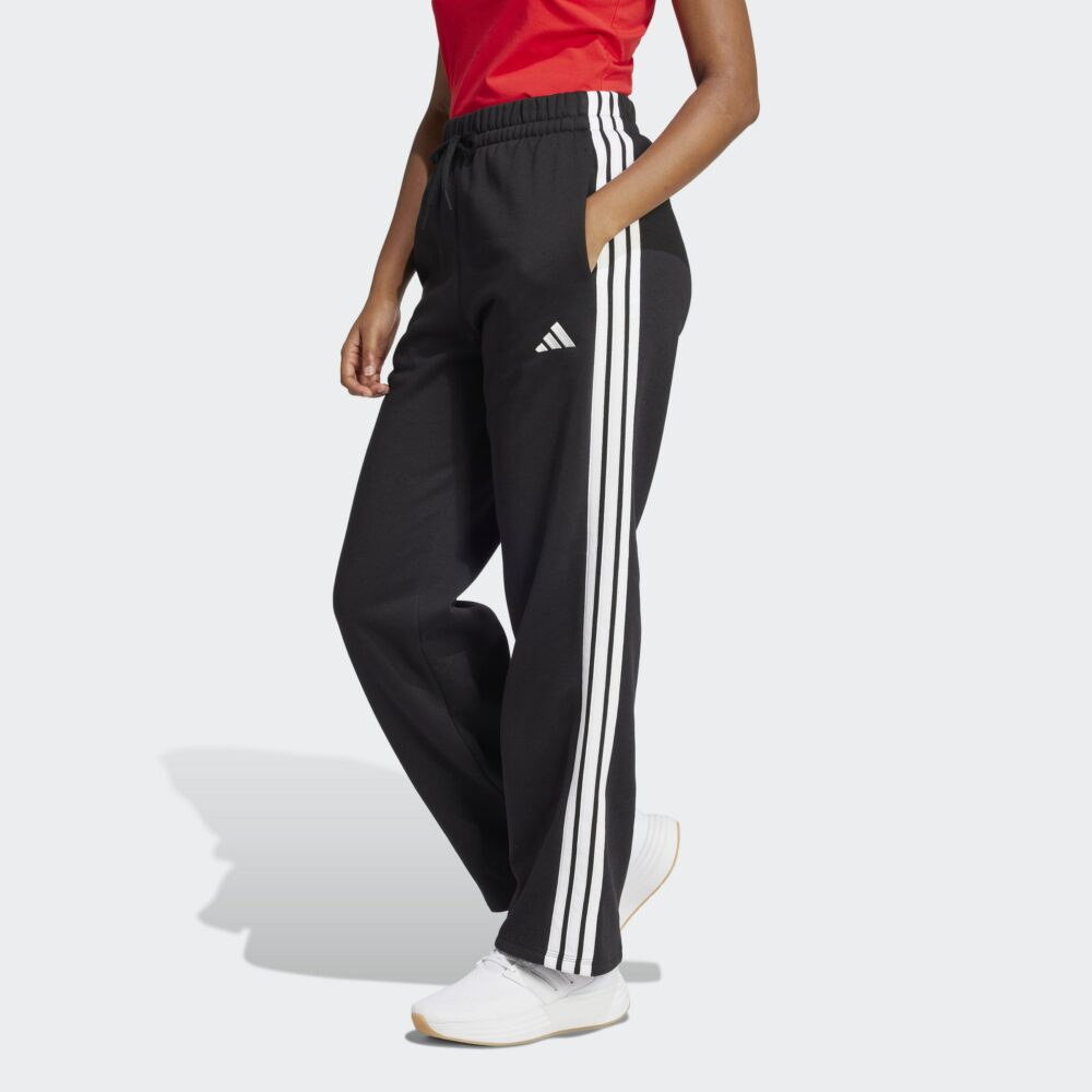 ADIDAS ESSENTIALS 3-STRIPES OPEN-HEM FLEECE PANTS SVARTAR - Image 7