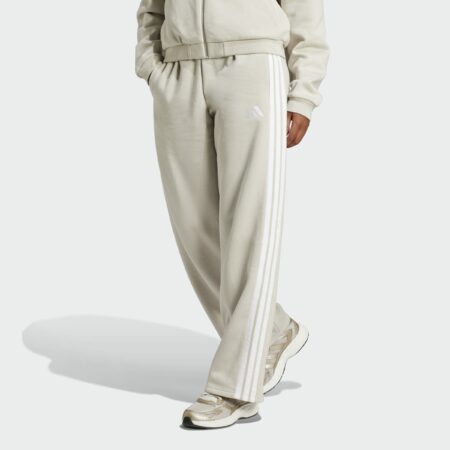 ADIDAS ESSENTIALS 3-STRIPES OPEN-HEM FLEECE PANTS BEIGE