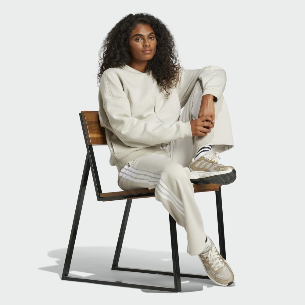 ADIDAS ESSENTIALS 3-STRIPES OPEN-HEM FLEECE PANTS BEIGE BEINAR - Image 2