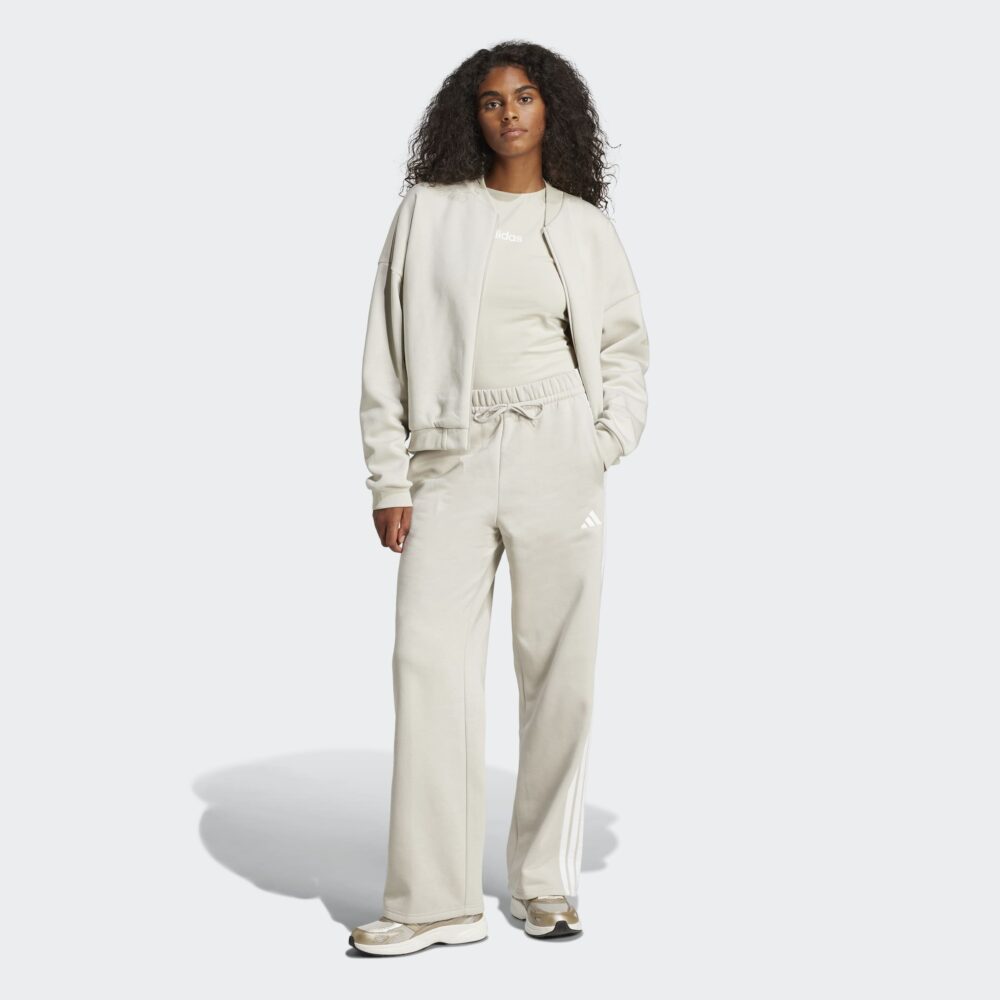ADIDAS ESSENTIALS 3-STRIPES OPEN-HEM FLEECE PANTS BEIGE BEINAR - Image 8