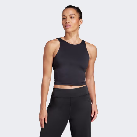 ADIDAS YOGA CROP TANK WITH INNER SHELF BRA SVARTUR