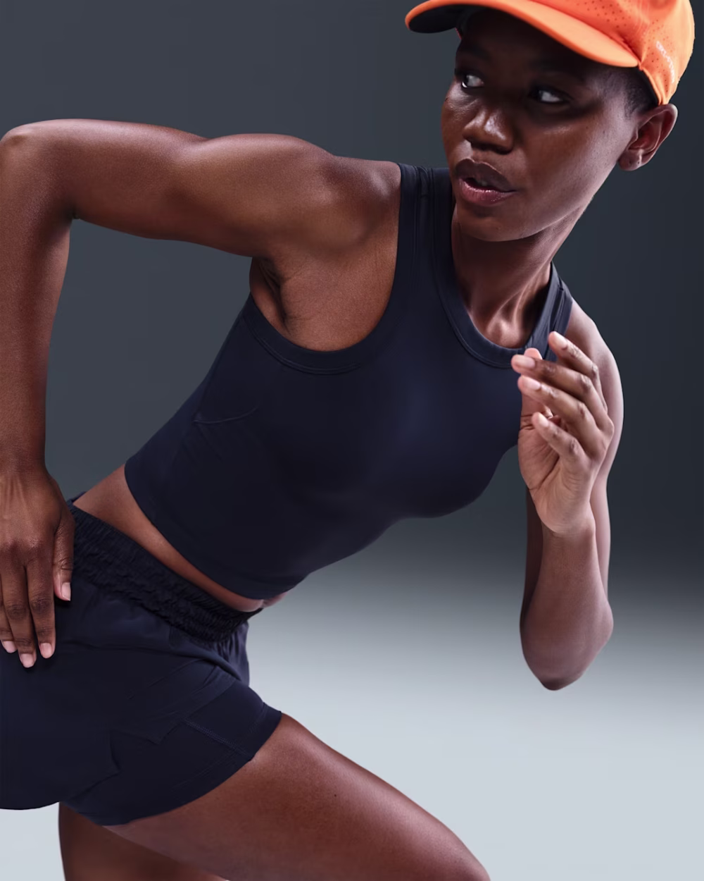 Nike One Fitted Womens Dri-FIT Cropped Tank Top Blár - Image 3