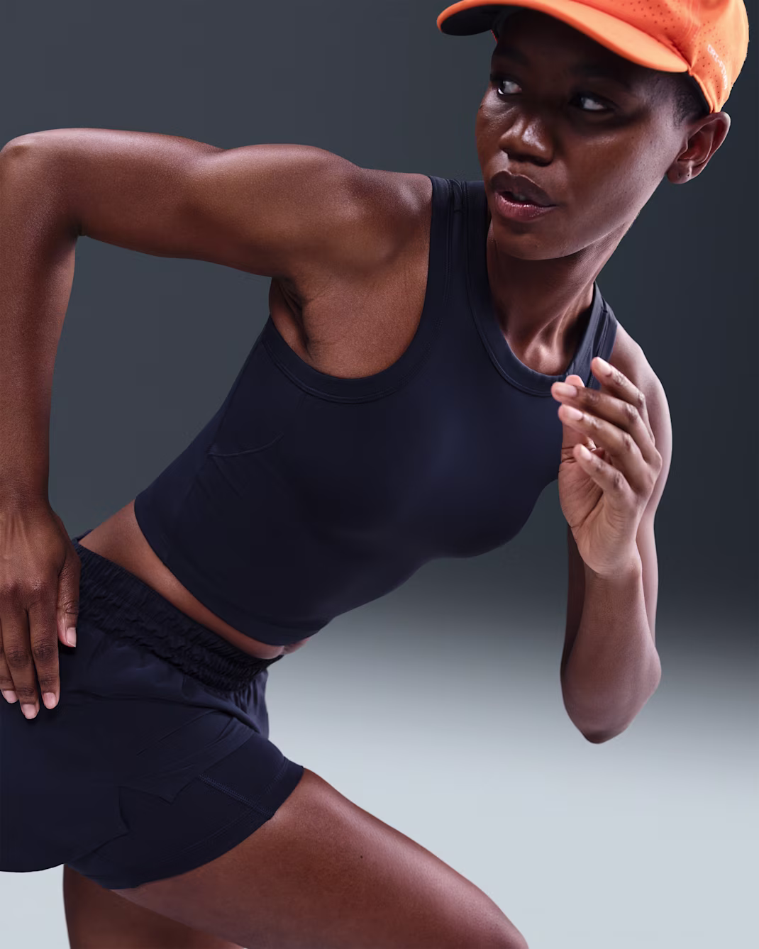 Nike One Fitted Womens Dri-FIT Cropped Tank Top Blár - Image 3