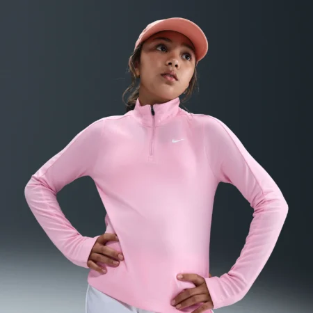 NIKE Girls Dri-FIT Long-Sleeve 1/4-Zip Top