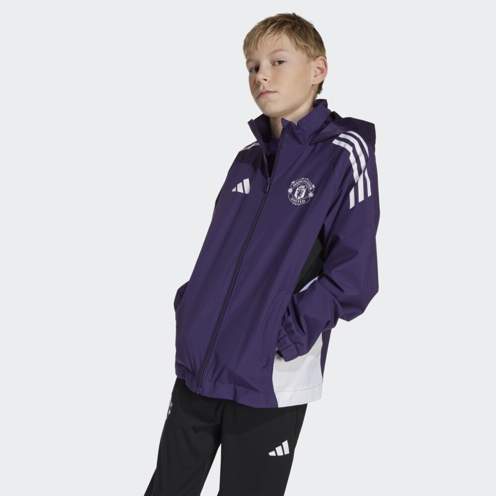 ADIDAS Manchester United regnjakki barna FJÓLUBLÁR - Image 7