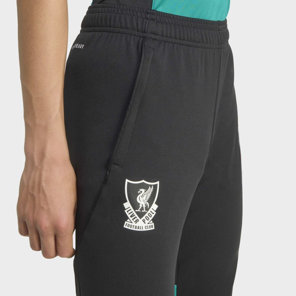 Adidas Liverpool FC Barnaæfingabuxur Svartar m. Grænu - Image 6