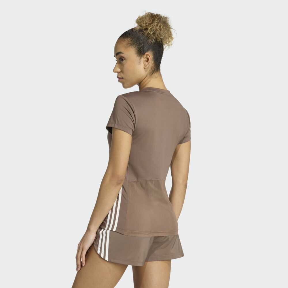 Adidas 3 Stripes Stuttermabolur Kvenna Brúnn - Image 5