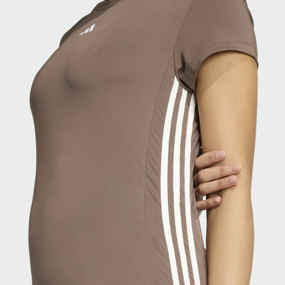 Adidas 3 Stripes Stuttermabolur Kvenna Brúnn - Image 3
