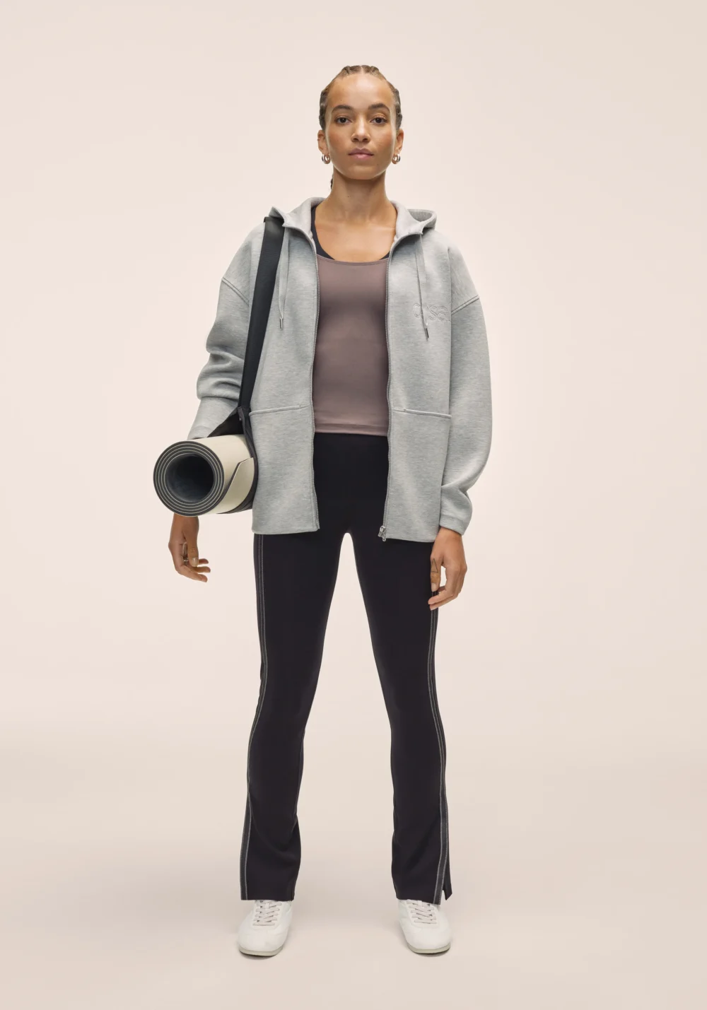 CASALL Scuba Billow Zip Hoodie - Grey Melange