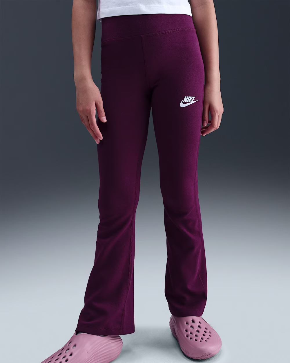 Nike Sportswear Classic Girls High-Waisted Flared Leggings Bordeaux/White
