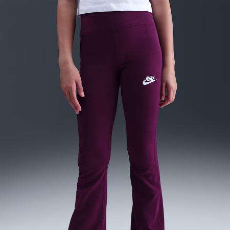 Nike Sportswear Classic Girls High-Waisted Flared Leggings Bordeaux/White