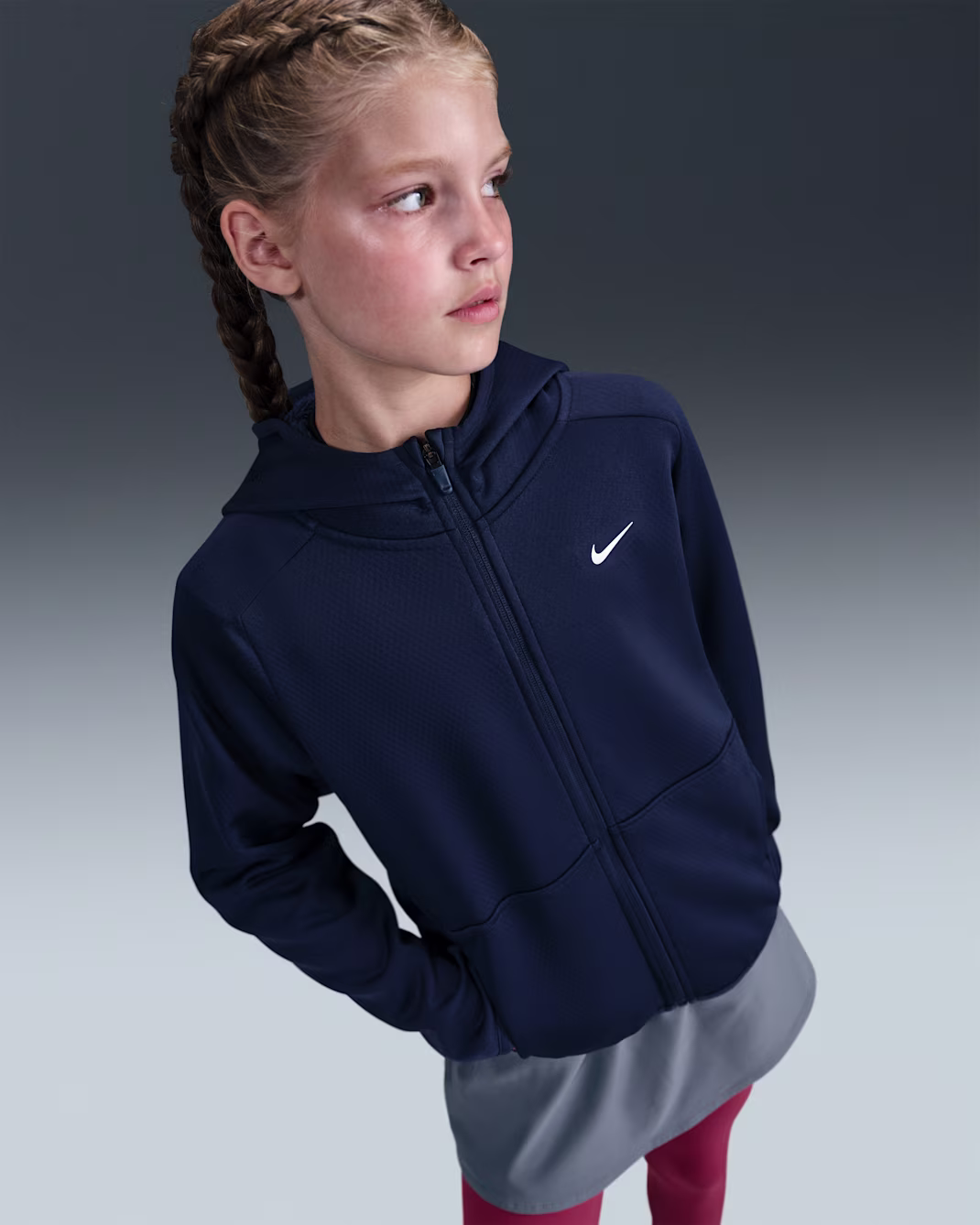 Nike Older Kids Therma-FIT Winterized Training Hoodie Blátt - Image 6