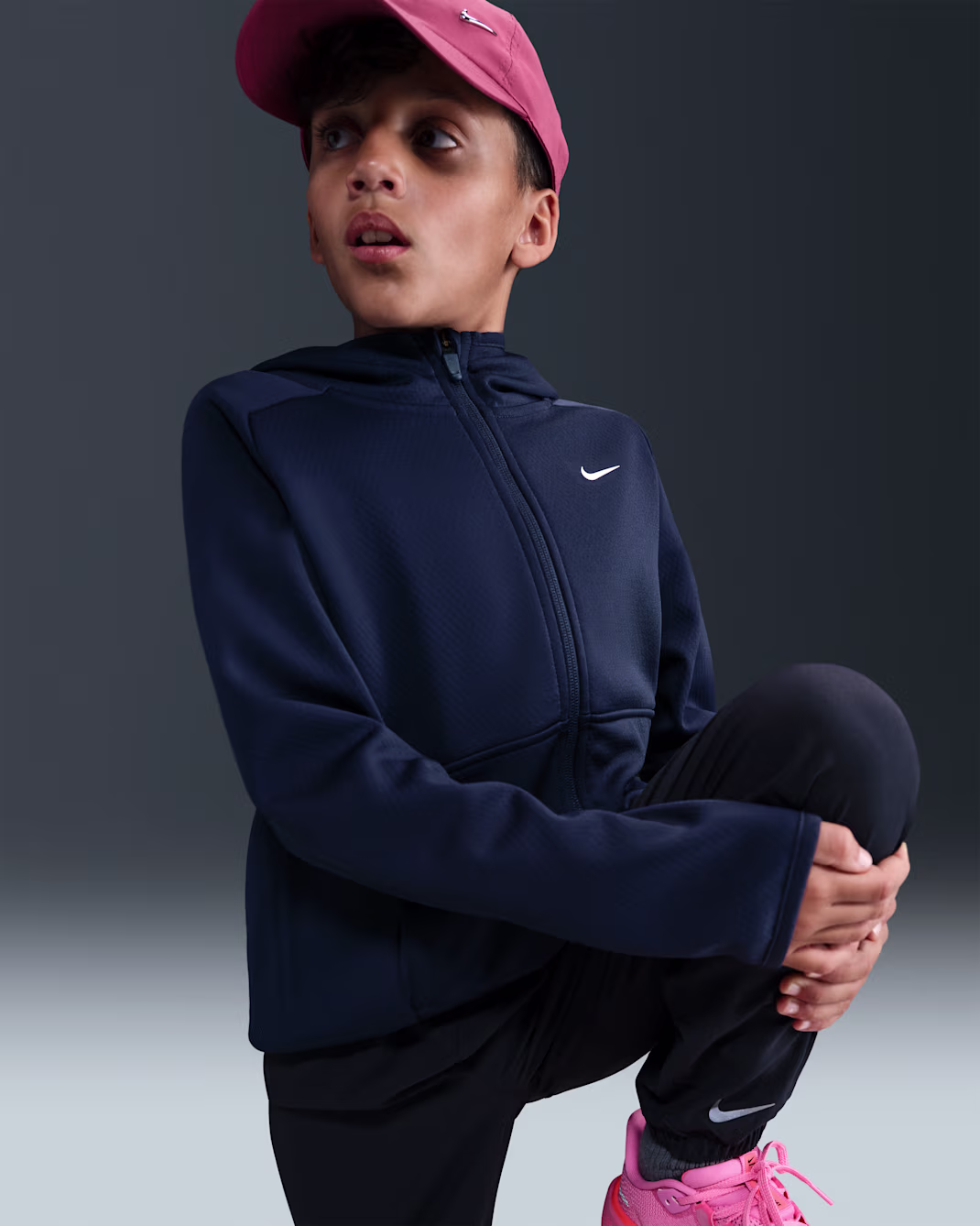 Nike Older Kids Therma-FIT Winterized Training Hoodie Blátt - Image 5