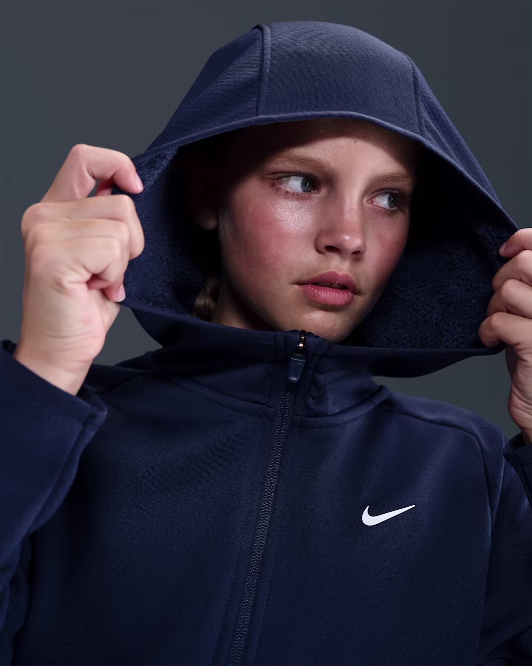 Nike Older Kids Therma-FIT Winterized Training Hoodie Blátt - Image 2