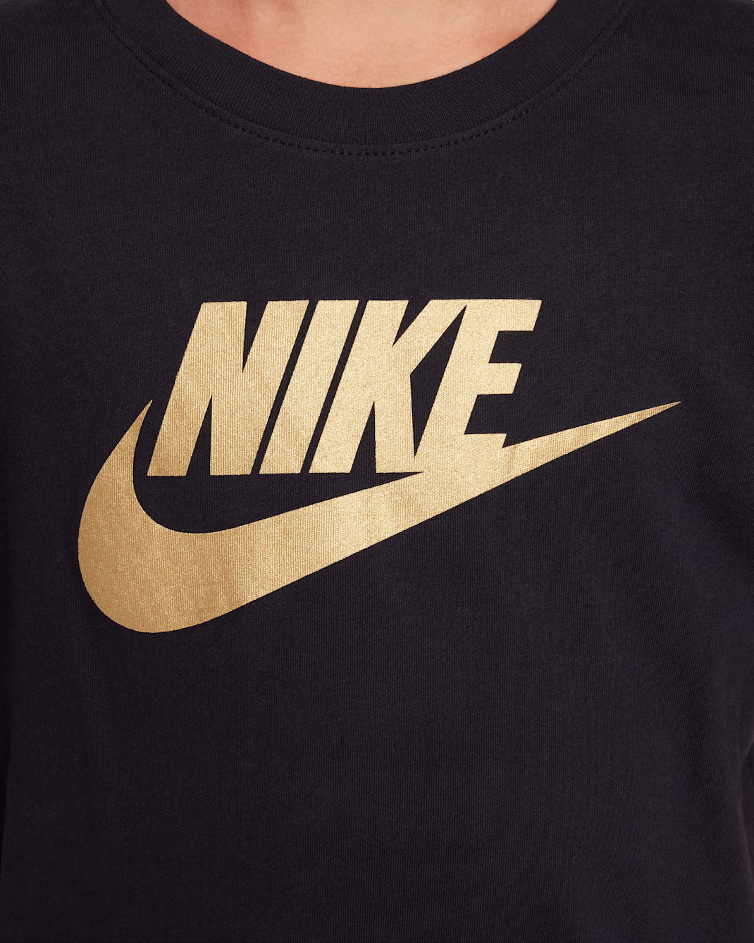 Nike Sportswear Older Kids T-Shirt svartur - gull - Image 3