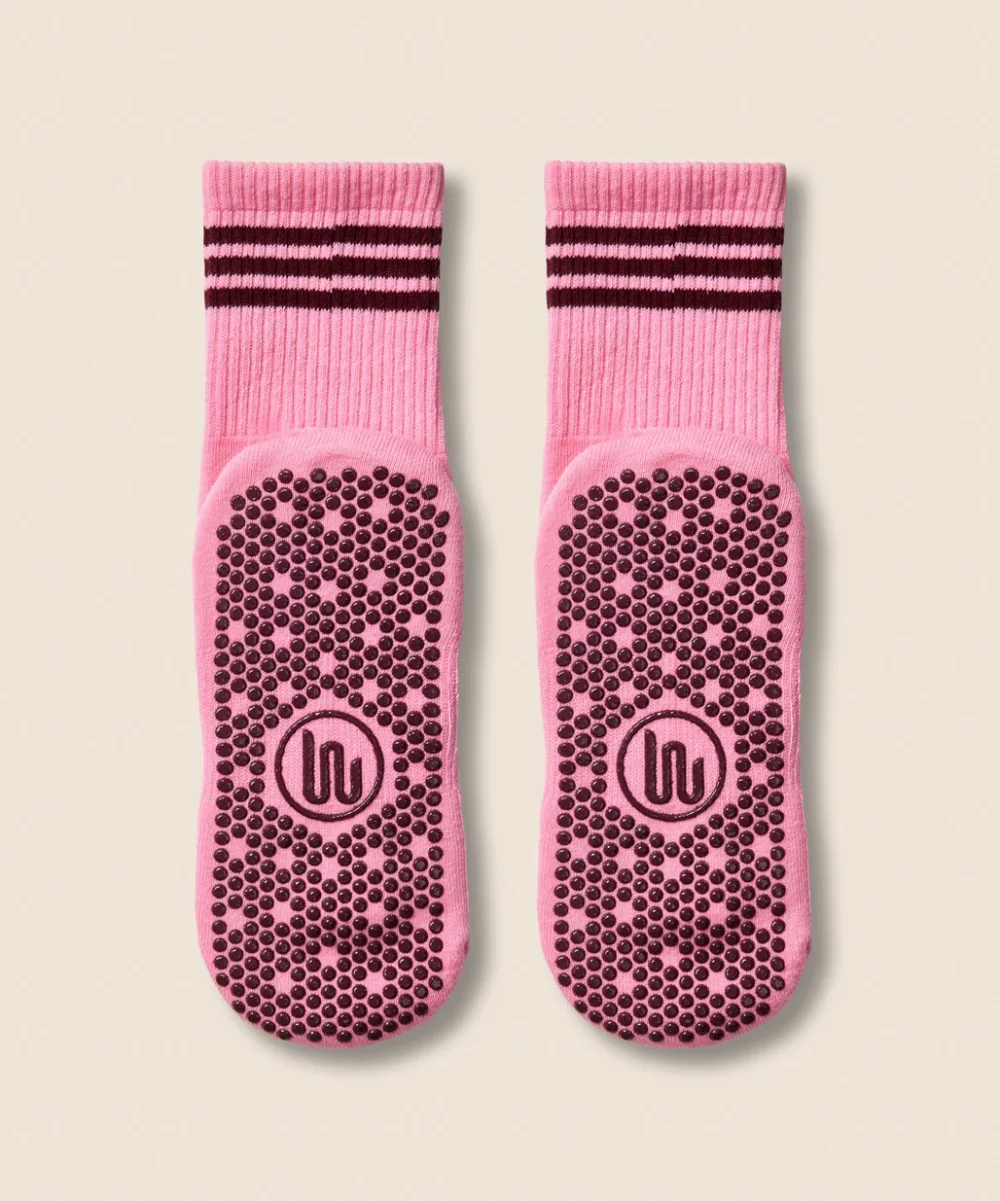 MoveActive  Gripsokkar Crew Non Slip Grip Socks - Pink Paloma