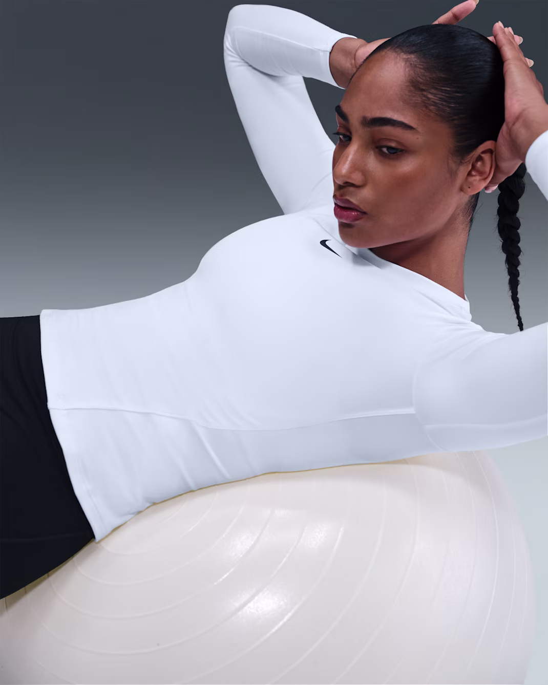 Nike One Fitted Womens Dri-FIT Long-Sleeve Top - Image 3