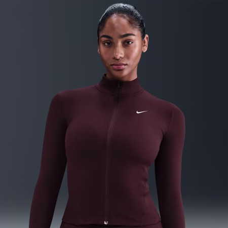 Nike One Fitted Womens Dri-FIT Full-Zip Jacket Burgundy Crush