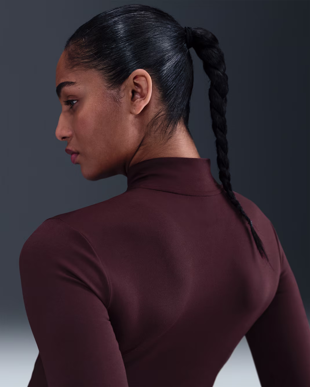 Nike One Fitted Womens Dri-FIT Full-Zip Jacket Burgundy Crush - Image 4