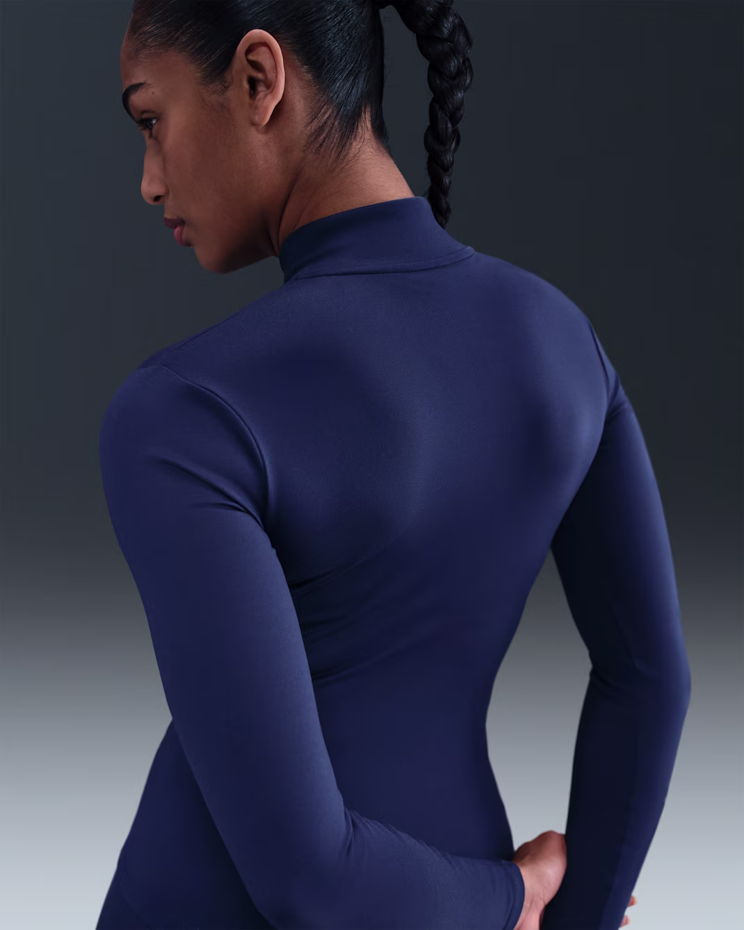 Nike One Fitted Womens Dri-FIT Full-Zip Jacket Midnight Navy - Image 2