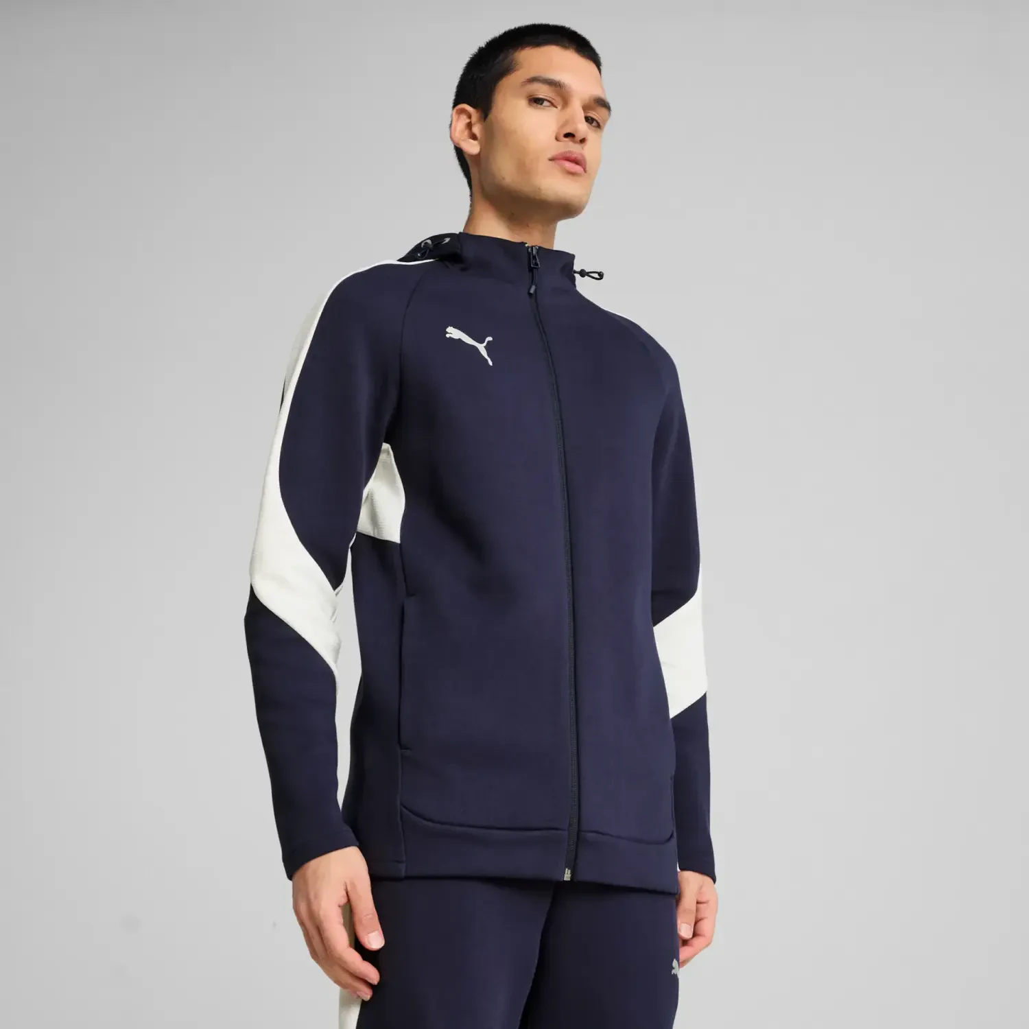 Puma Team EvoStripe Rennd Hettupeysa Blá Fullorðinsstærðir