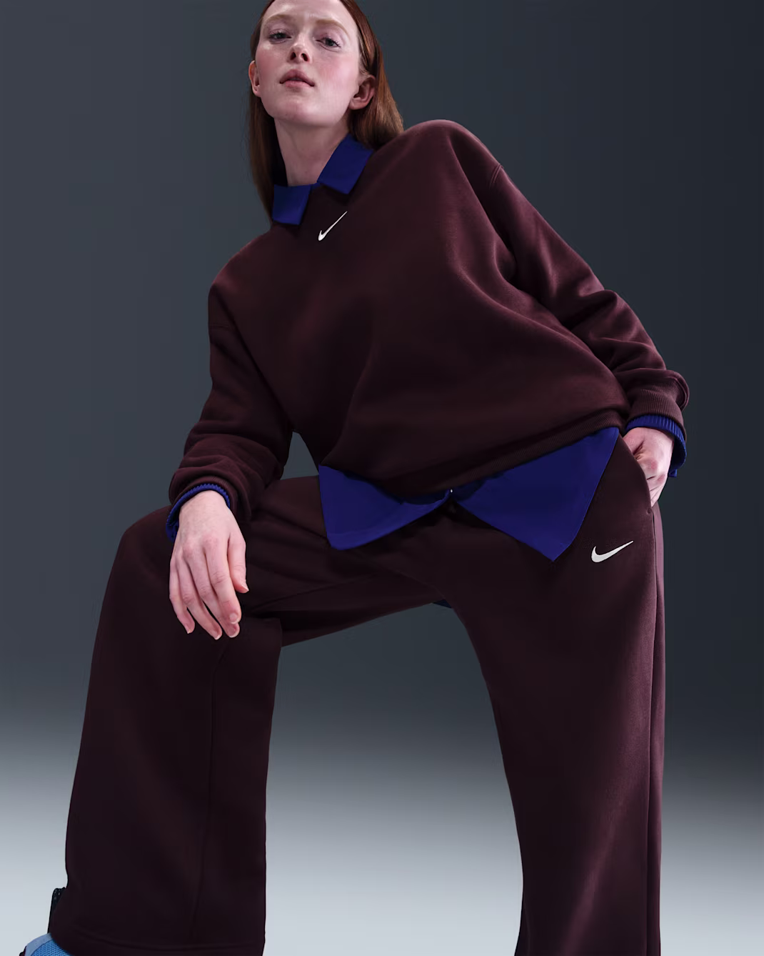 Nike Sportswear Phoenix Fleece Womens High-Waisted Wide-Leg Pants Burgundy Crush/Sail - Image 3