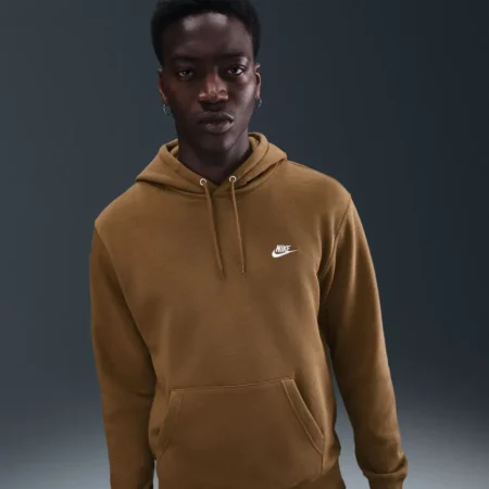 Nike Club Mens Pullover Fleece Hoodie - Brún