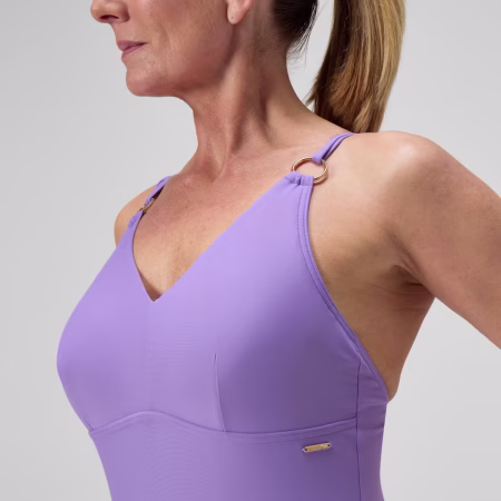 Speedo sundbolur kvenna Shaping X-back Strappy One Piece Swimsuit Purple