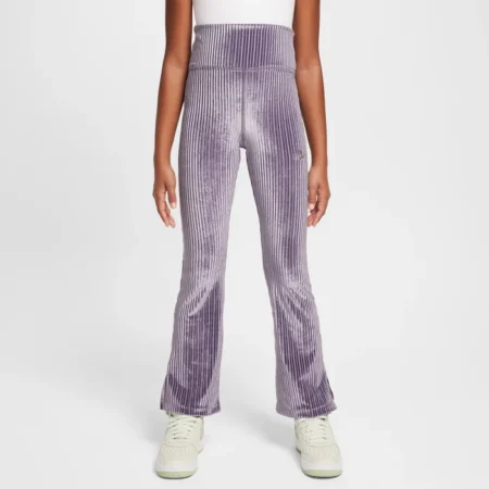 Nike Sportswear Big Kids (Girls) High-Waisted Flared Ribbed Leggings Fjólubláar