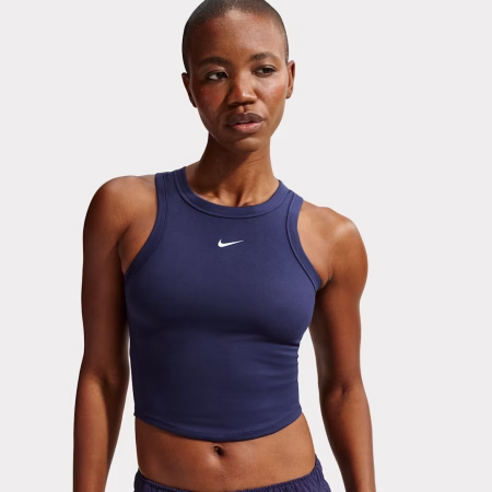 Nike One Fitted Womens Dri-FIT Cropped Tank Top Navy