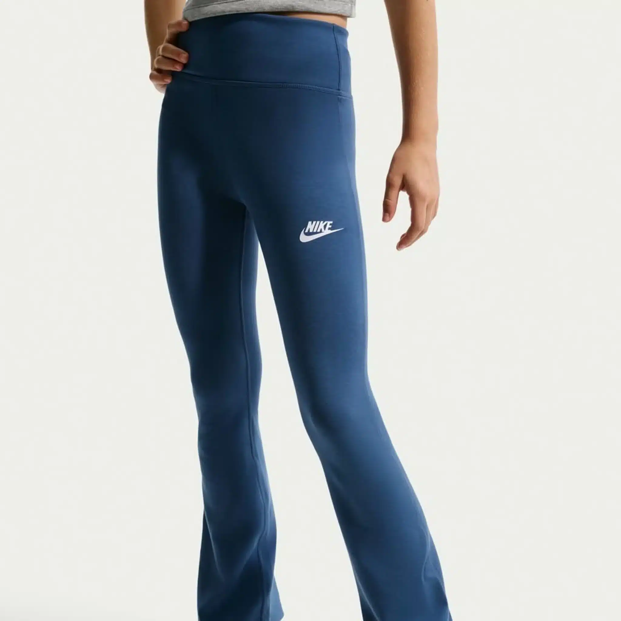 Nike Girls High-Waisted Flared Leggings - blátt